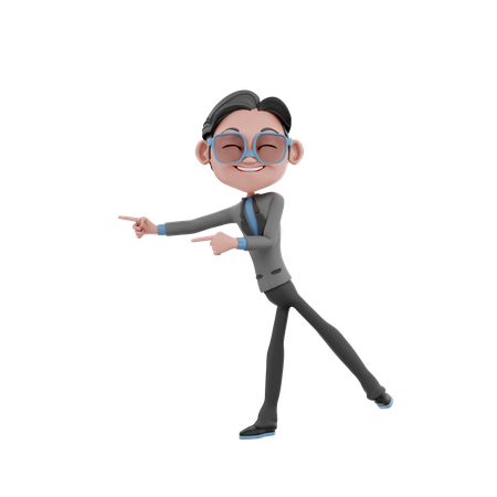 Businessman showing left direction  3D Illustration