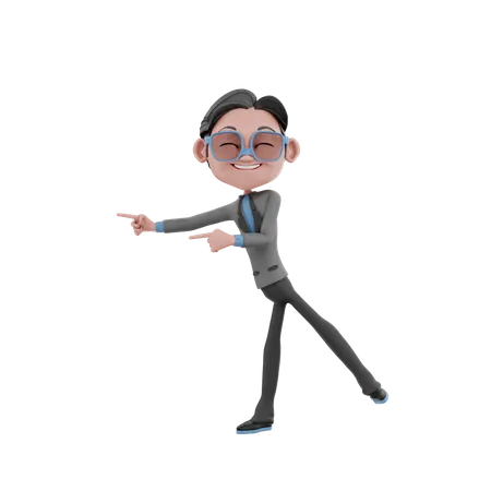 Businessman showing left direction  3D Illustration