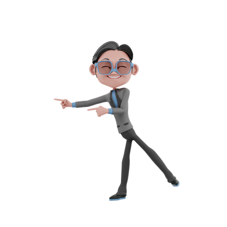 Businessman showing left direction 3D Illustration
