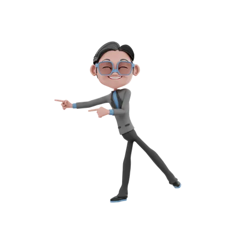 Businessman showing left direction 3D Illustration