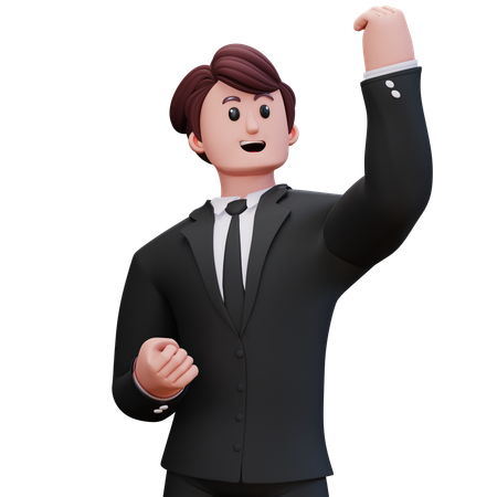 Businessman Showing Left Hand Up  3D Illustration