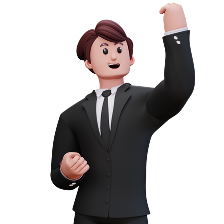 Businessman Showing Left Hand Up  3D Illustration