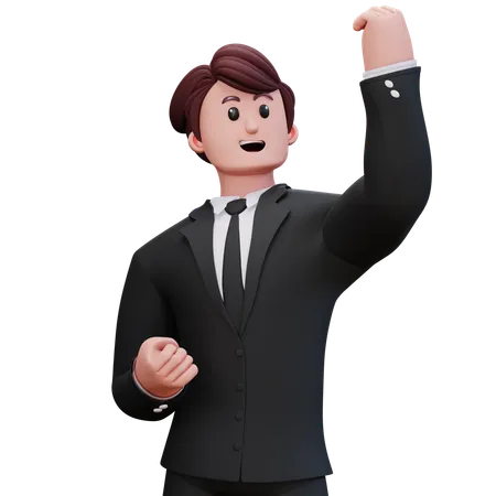 Businessman Showing Left Hand Up  3D Illustration