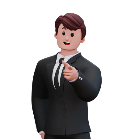 Businessman Showing Left Pointing At You  3D Illustration