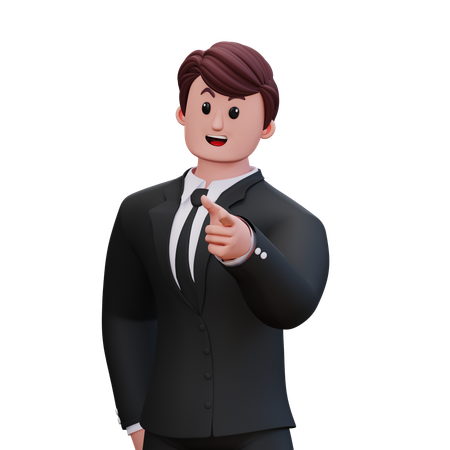 Businessman Showing Left Pointing At You  3D Illustration