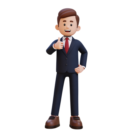 Businessman Showing Left Thumb Up  3D Illustration