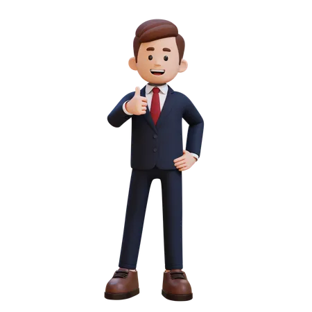 Businessman Showing Left Thumb Up  3D Illustration