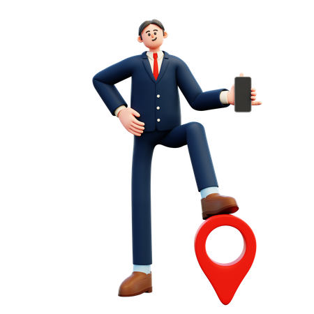 Businessman showing location  3D Illustration