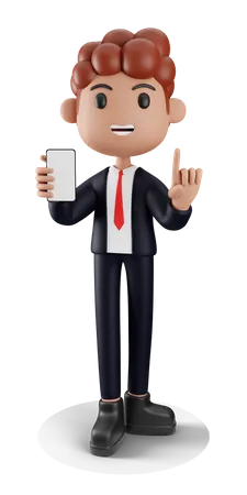 Businessman showing mobile screen  3D Illustration