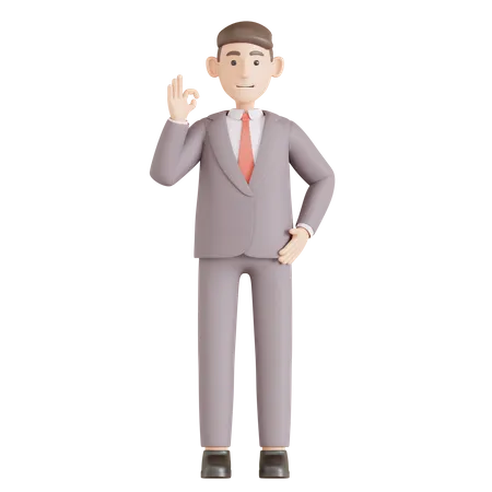 Businessman showing nice gesture  3D Illustration