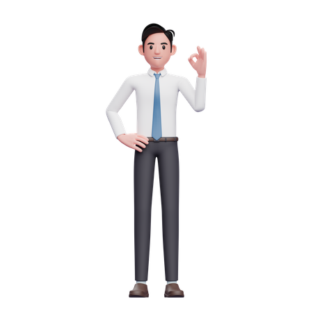 Businessman showing ok finger  3D Illustration