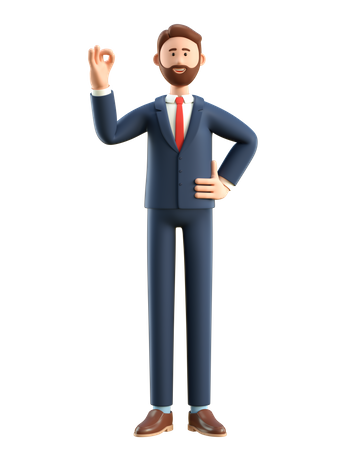 Businessman showing ok gesture  3D Icon