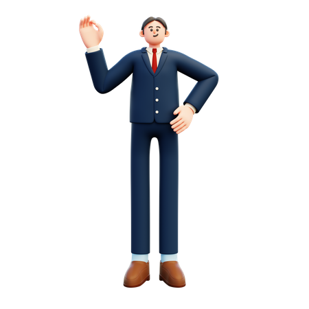 Businessman Showing Ok Gesture  3D Illustration