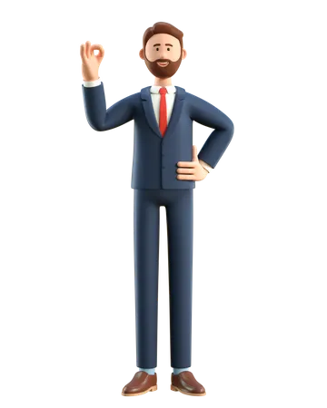 Businessman showing ok gesture  3D Illustration