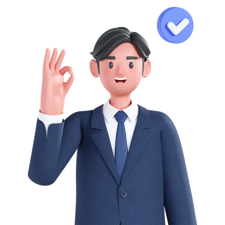 Businessman showing ok gesture  3D Illustration