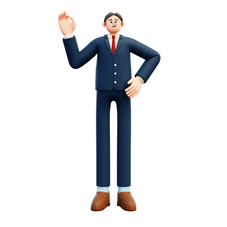 Businessman Showing Ok Gesture  3D Illustration