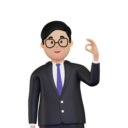 Businessman showing ok hand gesture  3D Illustration