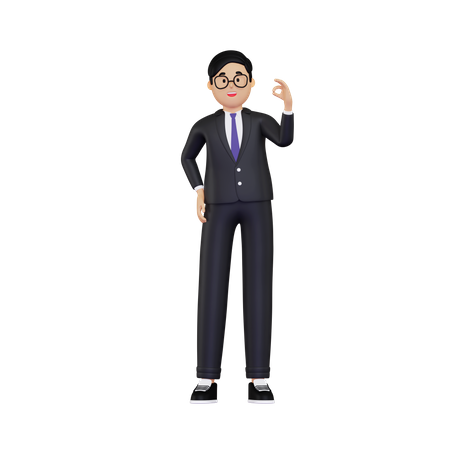 Businessman showing ok hand gesture  3D Illustration