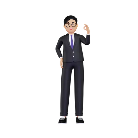 Businessman showing ok hand gesture  3D Illustration