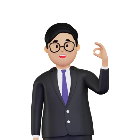 Businessman showing ok hand gesture  3D Illustration