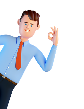 Businessman showing ok sign  3D Icon