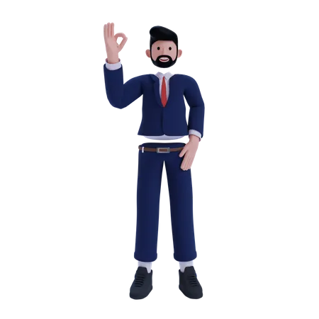 Businessman showing ok sign  3D Illustration