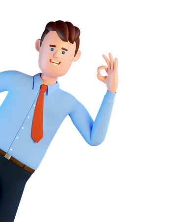 Businessman showing ok sign  3D Illustration