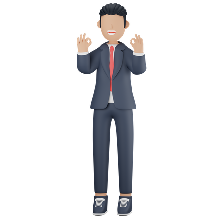 Businessman showing okay sign  3D Illustration