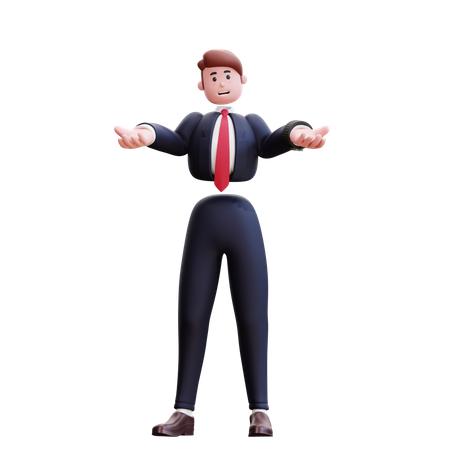 Businessman showing open arms at front  3D Illustration