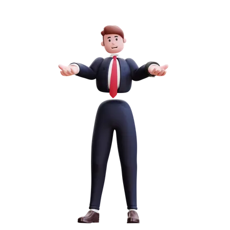 Businessman showing open arms at front  3D Illustration