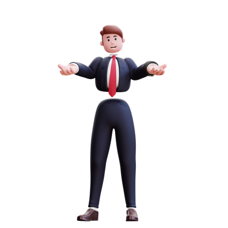 Businessman showing open arms at front 3D Illustration
