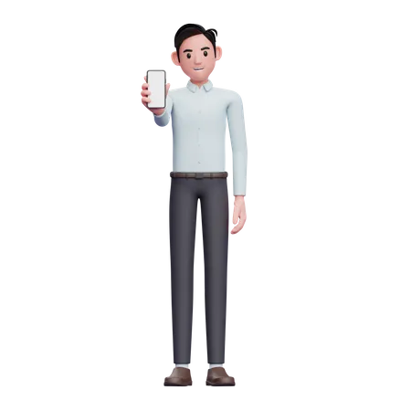 Businessman showing phone screen  3D Illustration