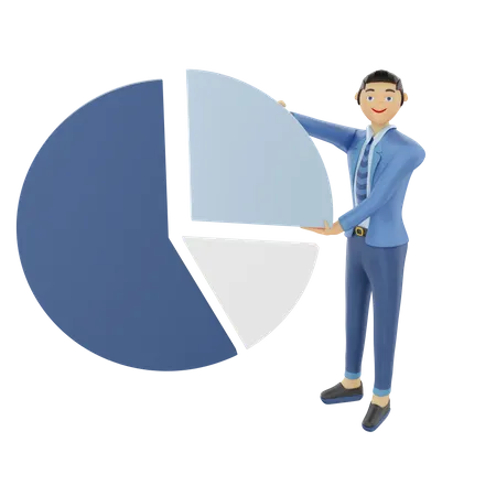 Businessman showing pie chart  3D Illustration