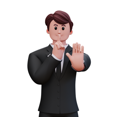 Businessman Showing Please Stop  3D Illustration