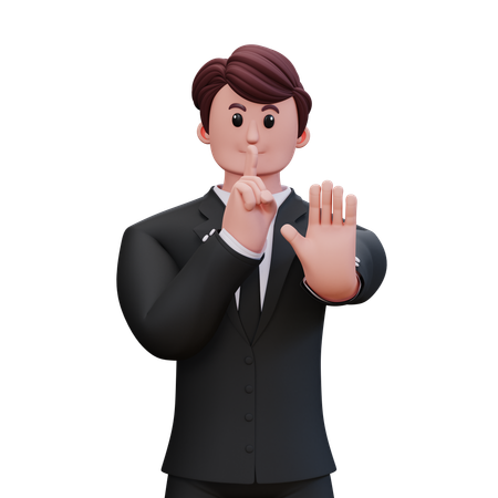 Businessman Showing Please Stop  3D Icon