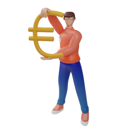 Investor with pound investment  3D Illustration