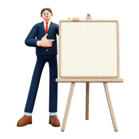 Businessman showing presentation board  3D Illustration