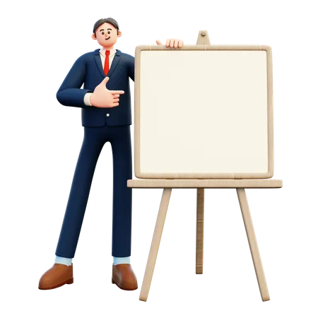 Businessman showing presentation board  3D Illustration