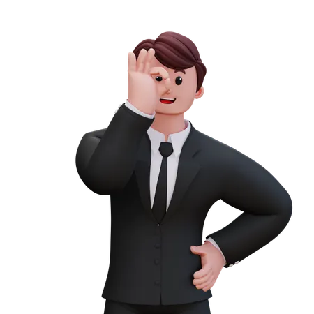 Businessman Showing Right Circle Fingers  3D Illustration