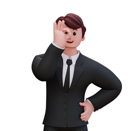 Businessman Showing Right Circle Fingers  3D Illustration