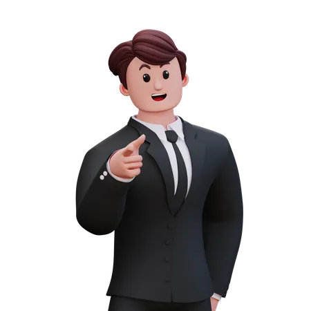Businessman Showing Right Pointing At You  3D Illustration