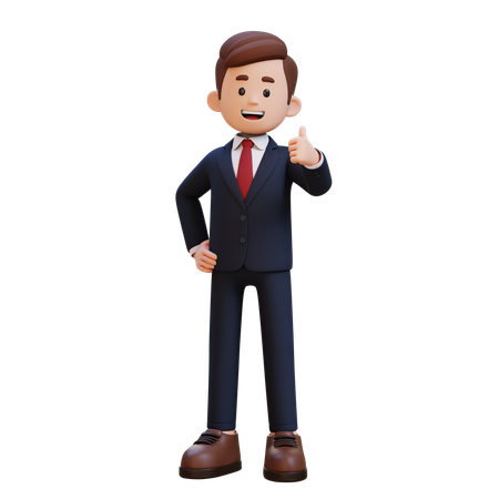 Businessman Showing Right Thumb Up  3D Illustration