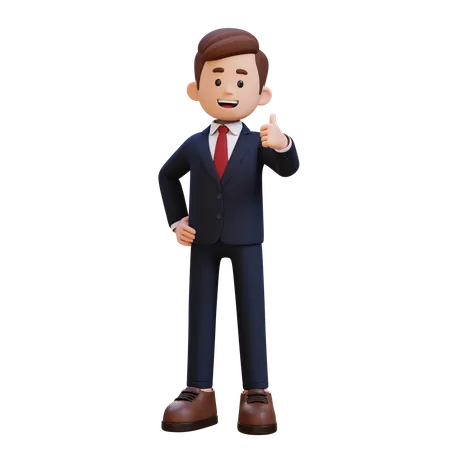 Businessman Showing Right Thumb Up  3D Illustration