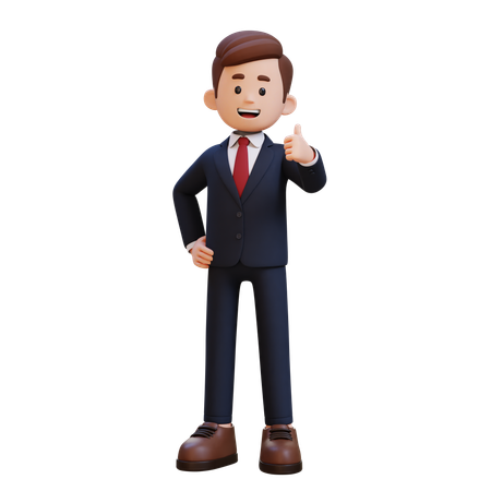 Businessman Showing Right Thumb Up  3D Icon