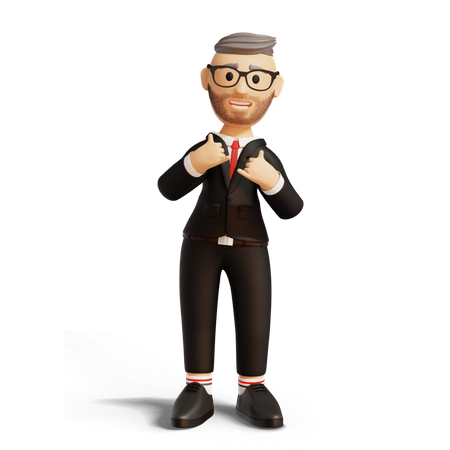 Businessman showing rocking hand sign  3D Icon