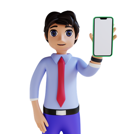 Businessman Showing Smartphone  3D Illustration