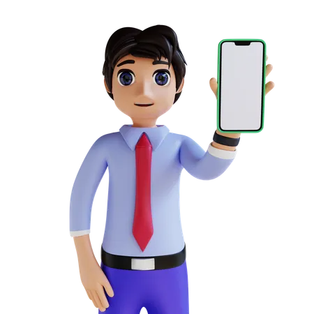 Businessman Showing Smartphone  3D Illustration