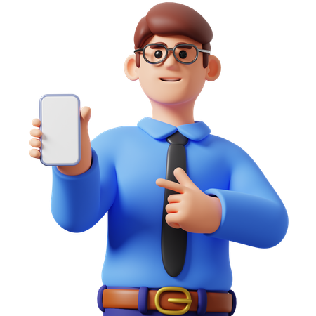 Businessman Showing Smartphone  3D Illustration