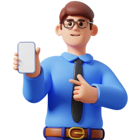 Businessman Showing Smartphone  3D Illustration