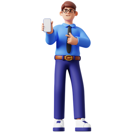 Businessman Showing Smartphone  3D Illustration